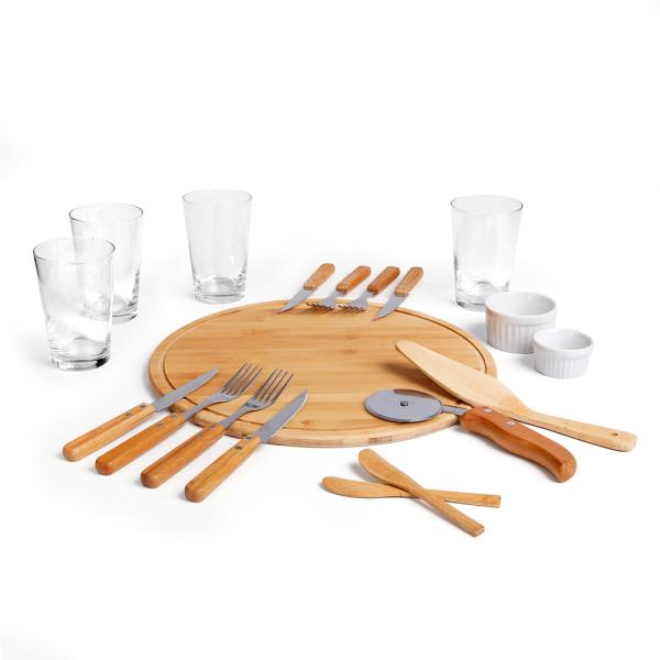 Kit Pizza Em Bambu Com Copos - 19 pçs — foto 3