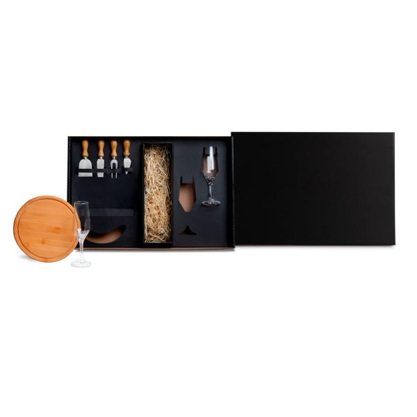 Kit Queijo E Champagne C/ Espaço P/ Garrafa - 7 pçs - Não Acompanha Garrafa