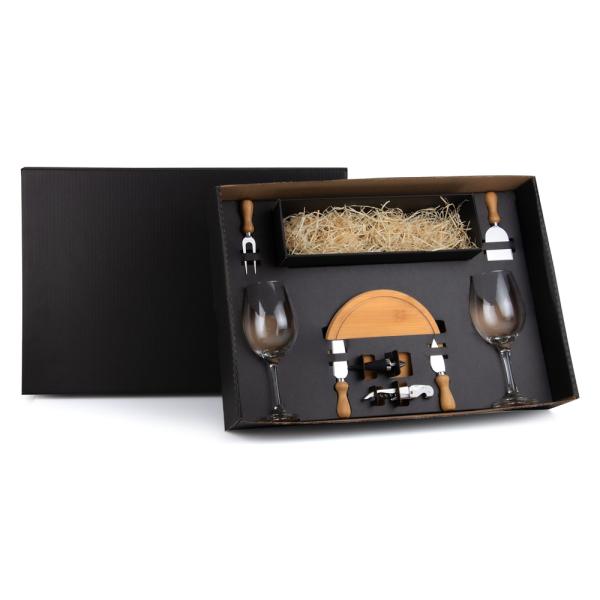 Kit Queijo E Vinho Com Espaço Para Garrafa - 9 pçs — foto 2