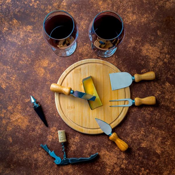 Kit Queijo E Vinho Com Espaço Para Garrafa - 9 pçs — foto 3