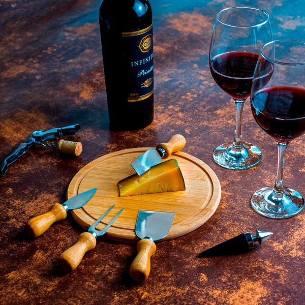 Kit Queijo E Vinho Com Espaço Para Garrafa - 9 pçs — foto 4