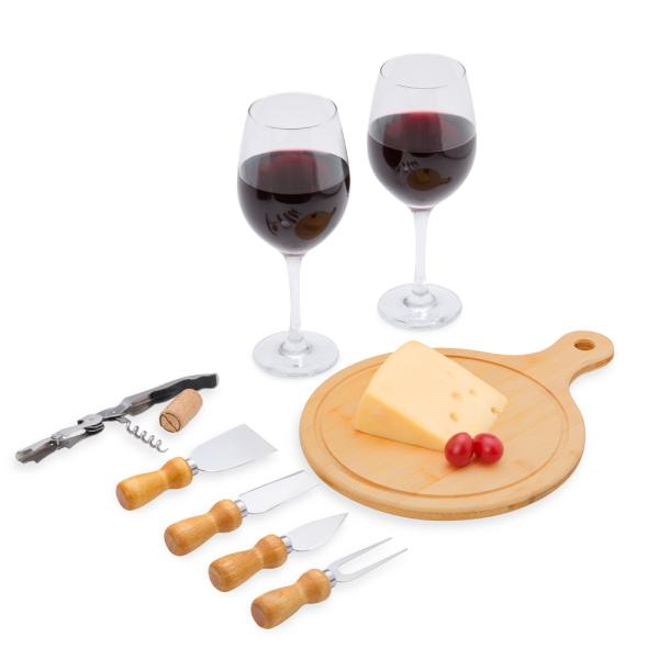 Kit Queijo E Vinho Com Tábua Redonda - 8 pçs — foto 3