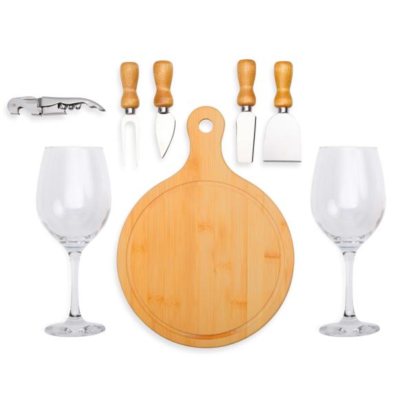 Kit Queijo E Vinho Com Tábua Redonda - 8 pçs — foto 4