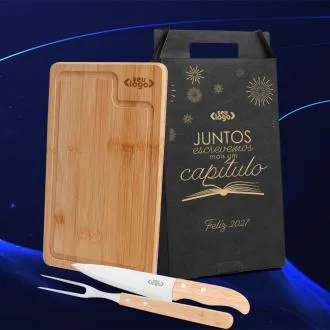 CONJ. PARA CHURRASCO EM BAMBU / INOX / MADEIRA - 3 PÇS. - Brindes de final de ano para festejar - Só Marcas Brindes Corporativos e Brindes Personalizados