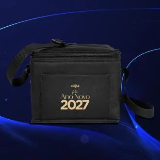 BOLSA TÉRMICA PRETA - 4L - 20x15x16cm -  NÃO IMPERMEÁVEL - Brindes de final de ano para festejar - Só Marcas Brindes Corporativos e Brindes Personalizados