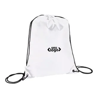 MOCHILA SACOLA EM NYLON 190D - BRANCA - 42X32CM