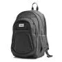Mochila cinza em Poliéster 300D Melange Cinza. Conta com alças para as costas, alça de mão, compartimento para notebook de até 15, 3 bolsos externos com zíper e 2 bolsos externos em tela.
