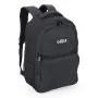 Mochila preta confeccionada em Polyester 600D. Conta com bolso principal com zíper duplo cursor, dois bolsos frontais em zíper, dois bolsos laterais em tela, divisória para notebook de até 15 interna com acabamento acolchoado, alças ajustáveis, alça de mão e alça carona para mala.
